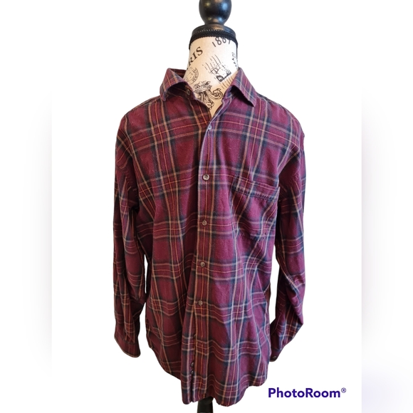 Vintage Viyella Cotton & Wool Blend Button Down Checker Plaid Shirt - Picture 2 of 7